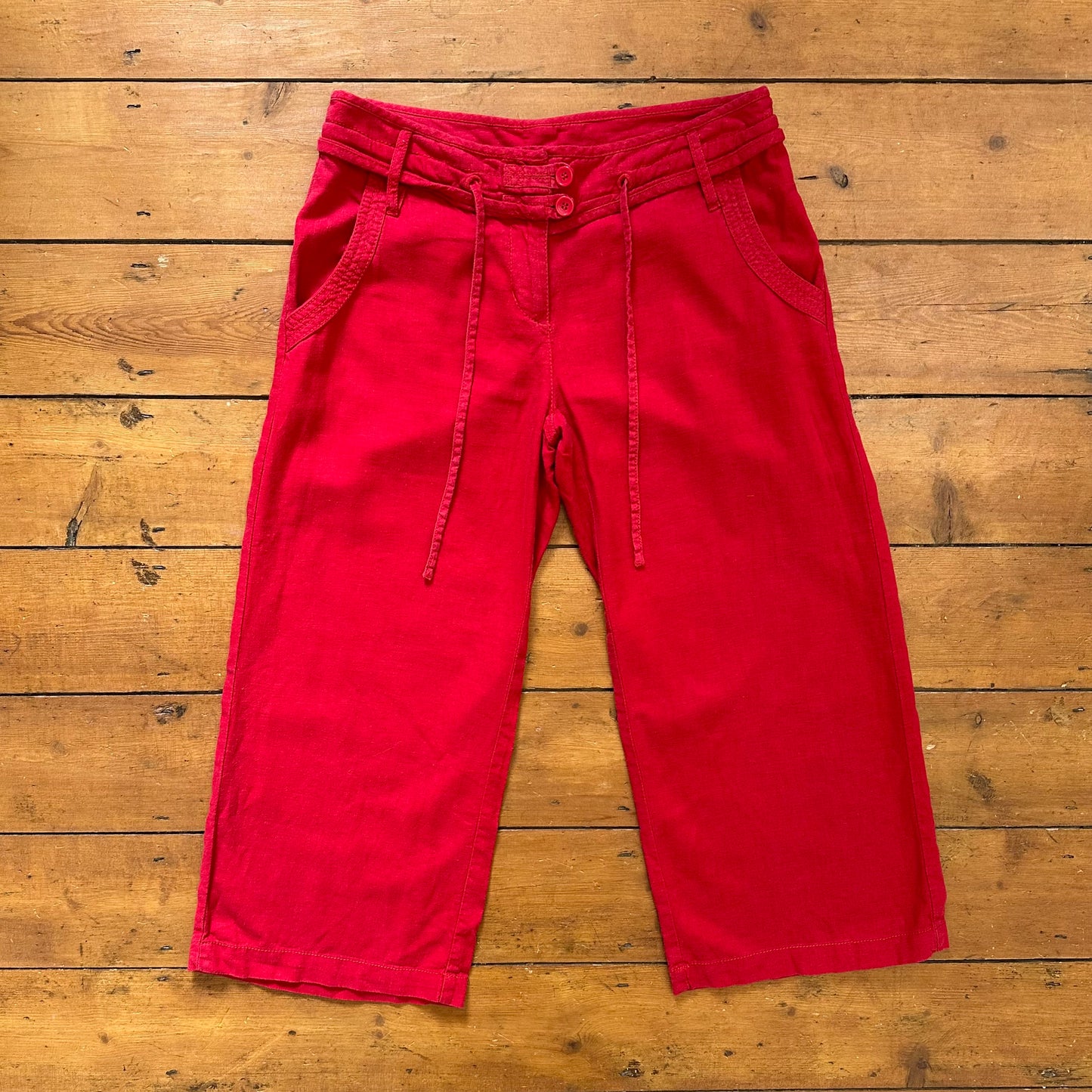 vintage 00s red linen capri pants