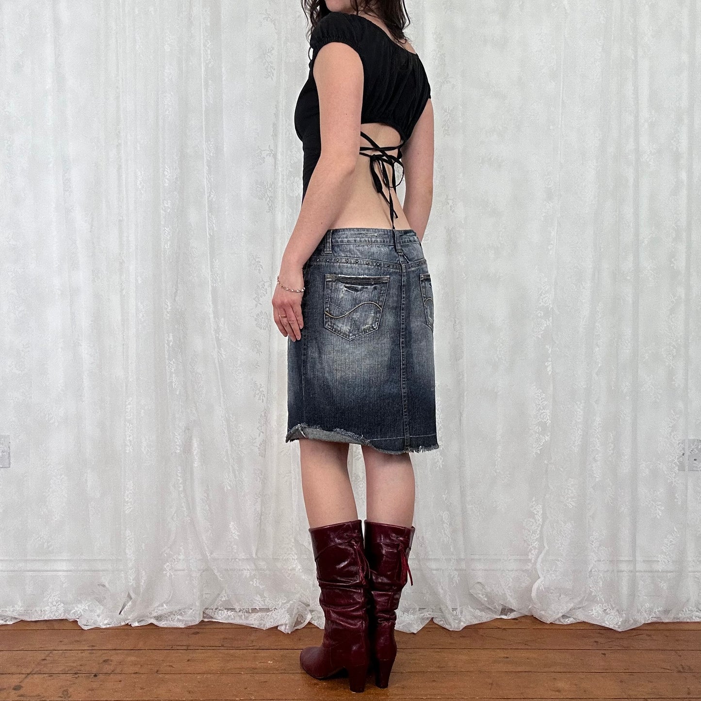 vintage 00s black pimkie milkmaid top