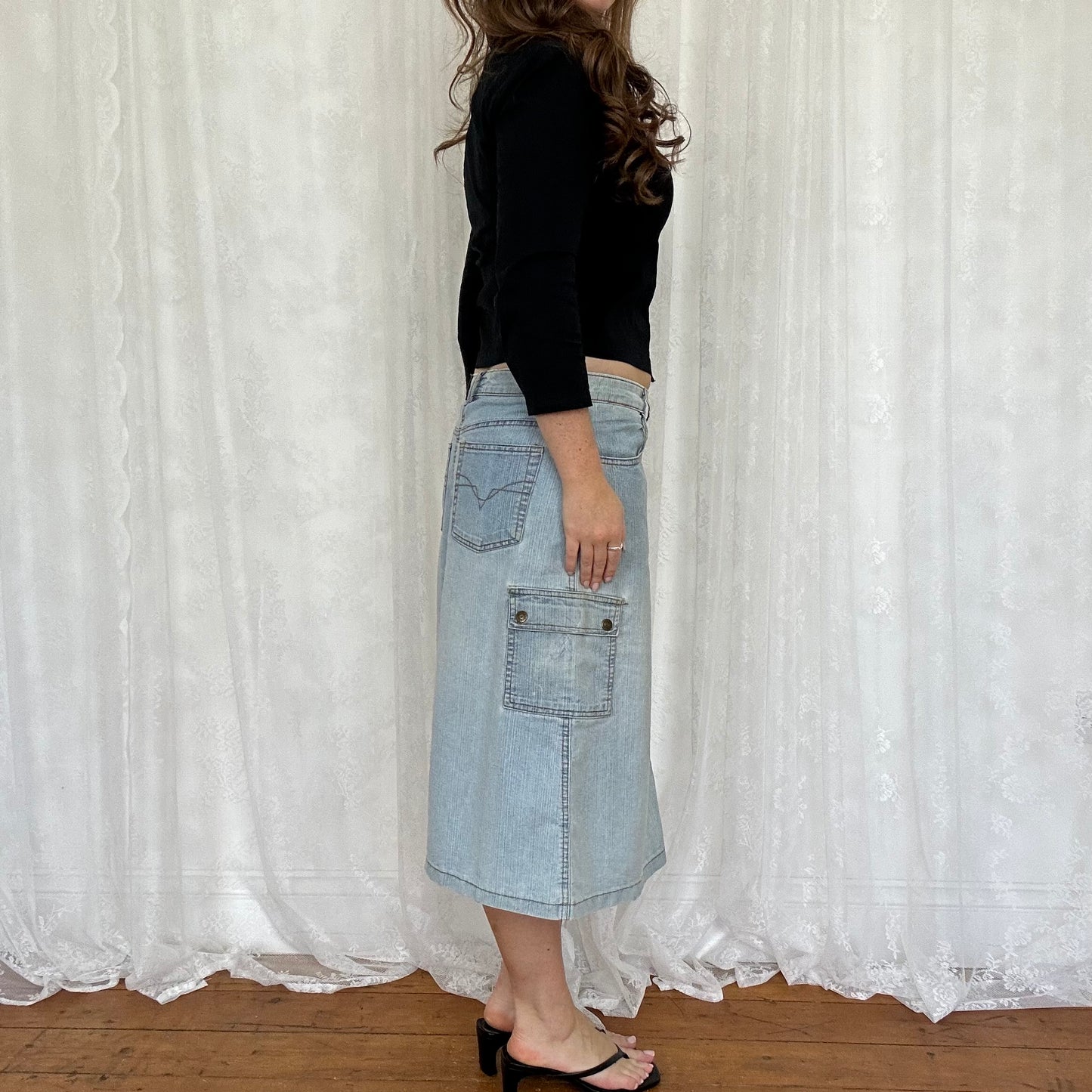 vintage 00s black crop sleeve zip shirt