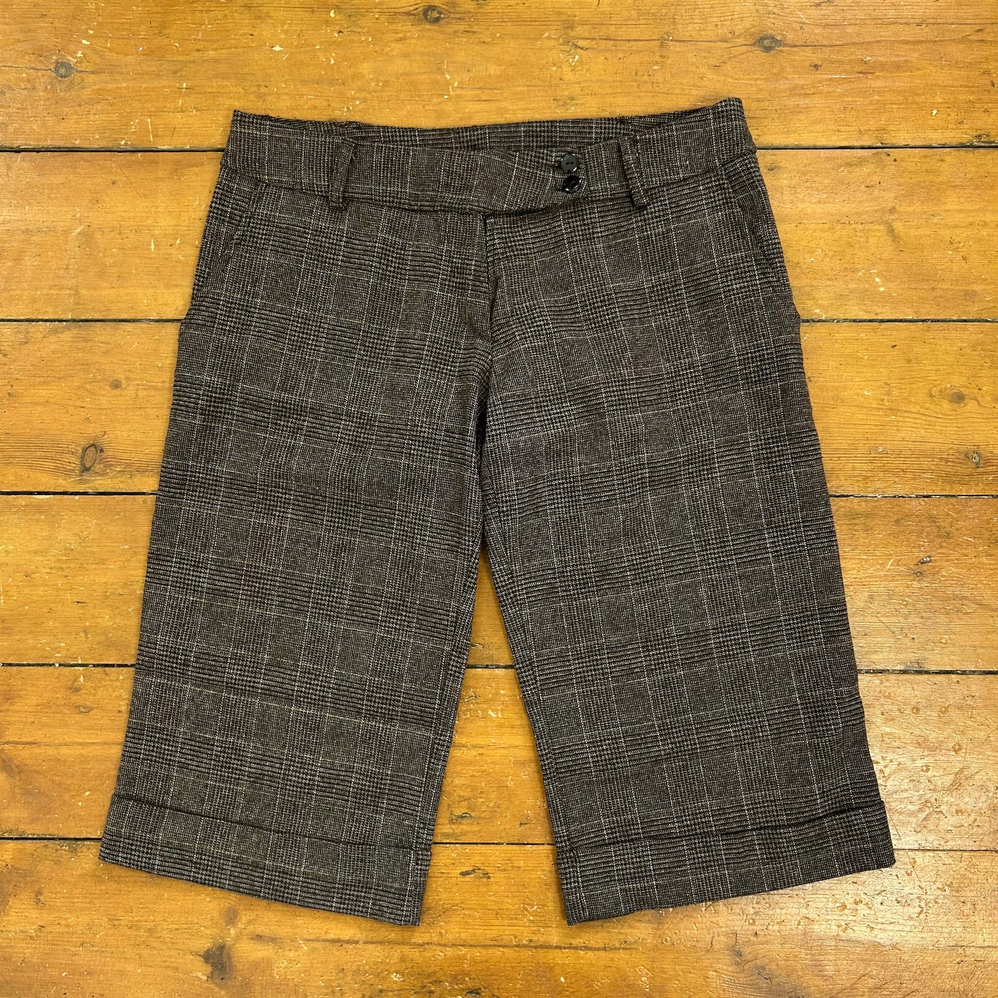 vintage 00s brown tweed capri pants