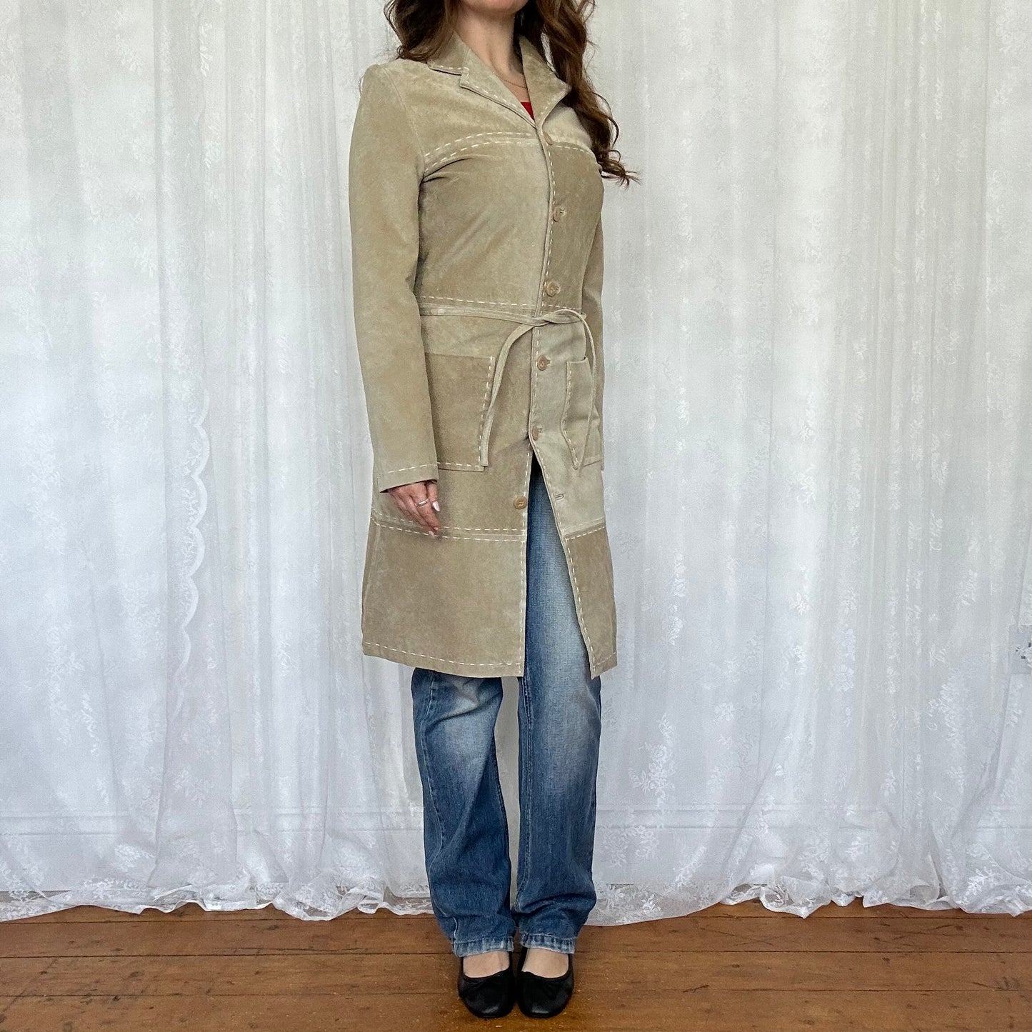 vintage 00s genuine leather long coat