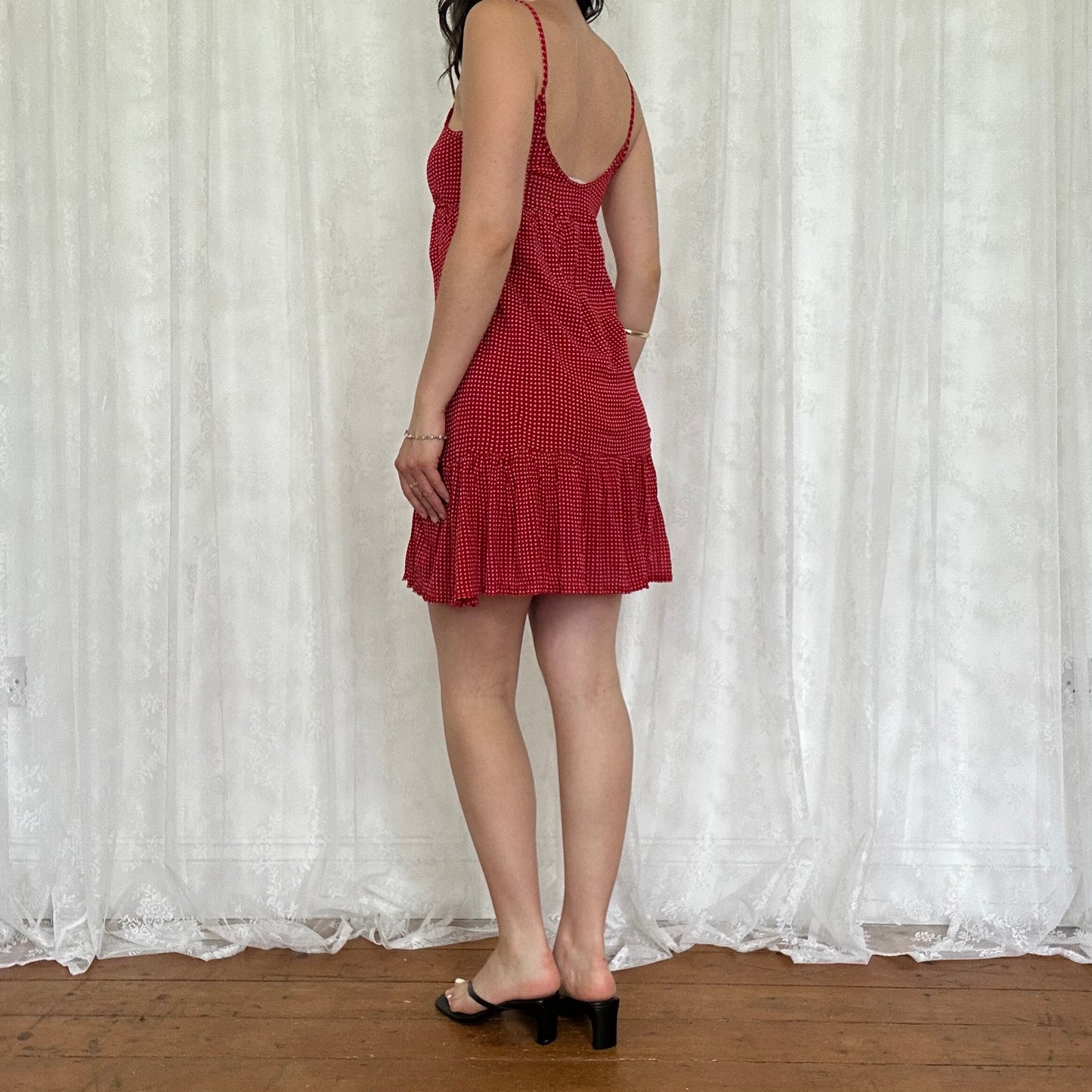 vintage 00s red polka dot babydoll dress