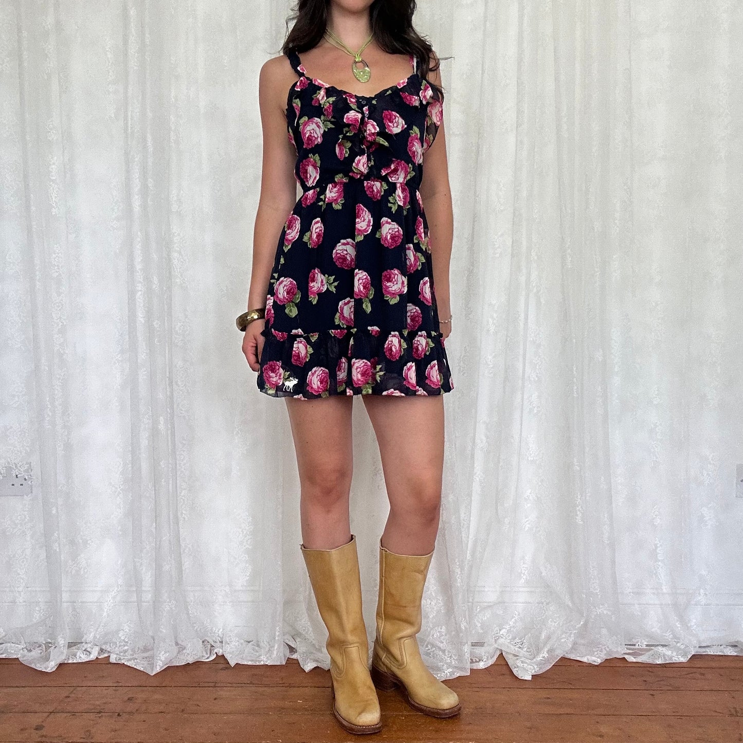 vintage 00s abercrombie and fitch floral mini dress