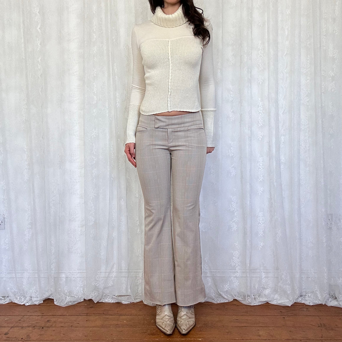 vintage 00s white knitted rollneck jumper