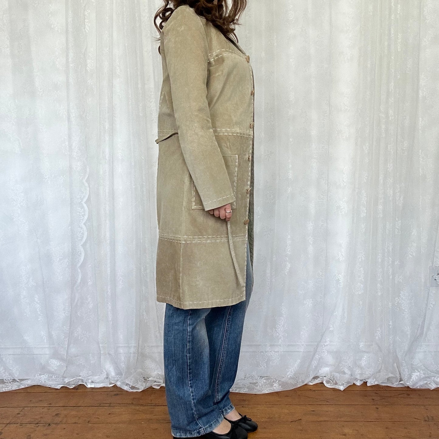 vintage 00s genuine leather long coat