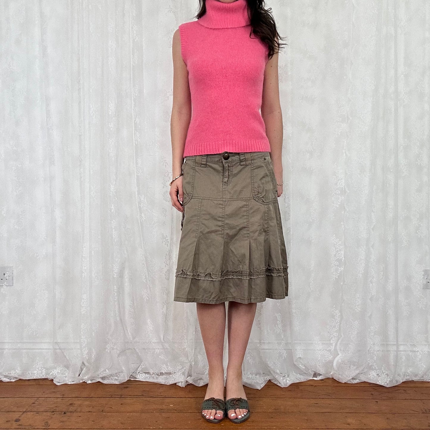 vintage 00s pink fuzzy knitted turtleneck jumper