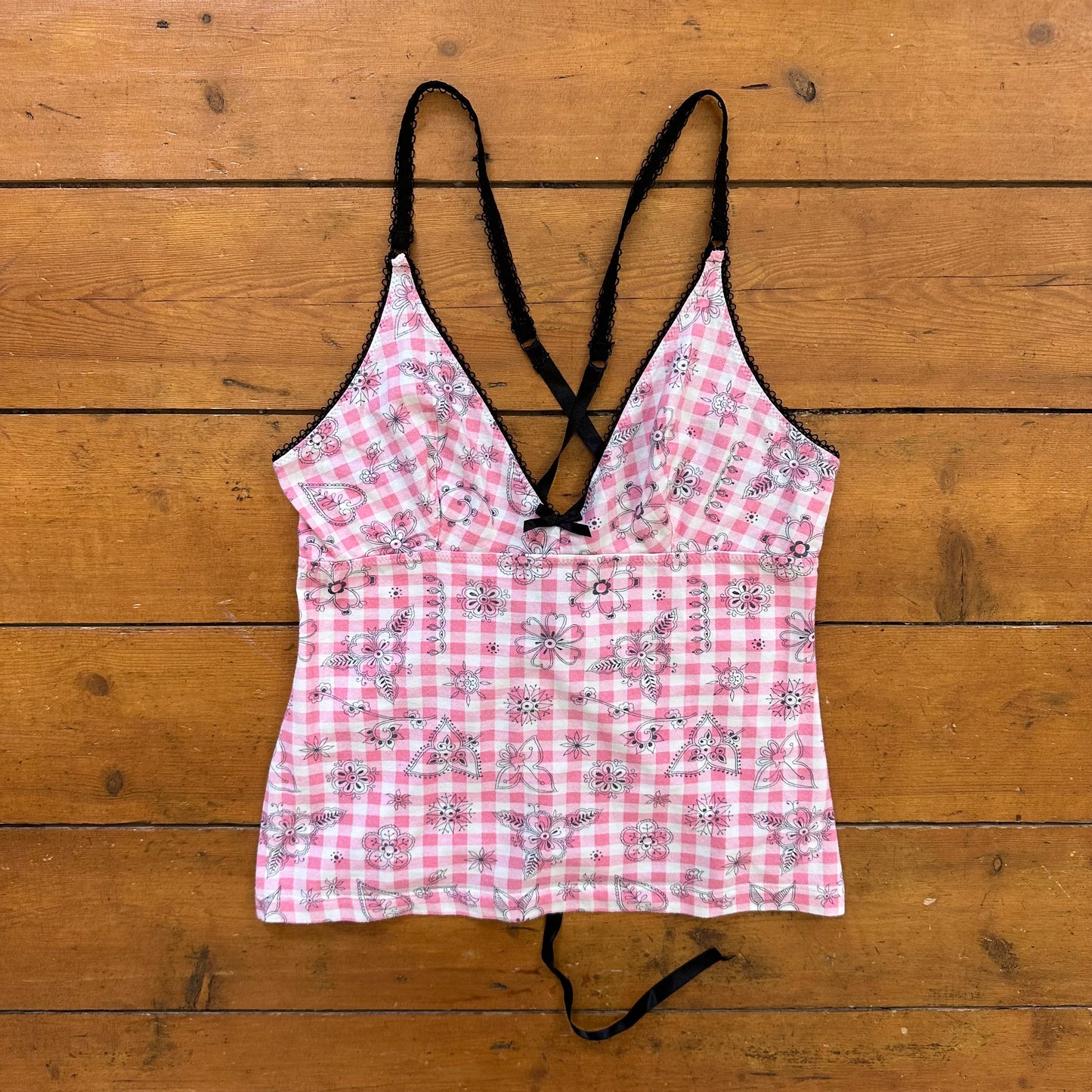 vintage 00s pink gingham intimissimi cami