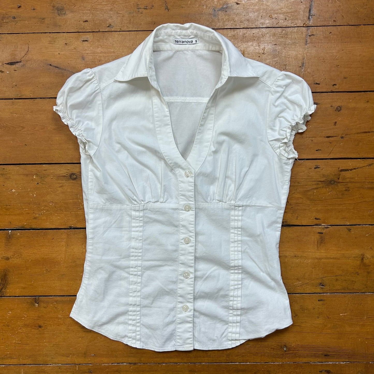 vintage 00s white short sleeve fitted shirt