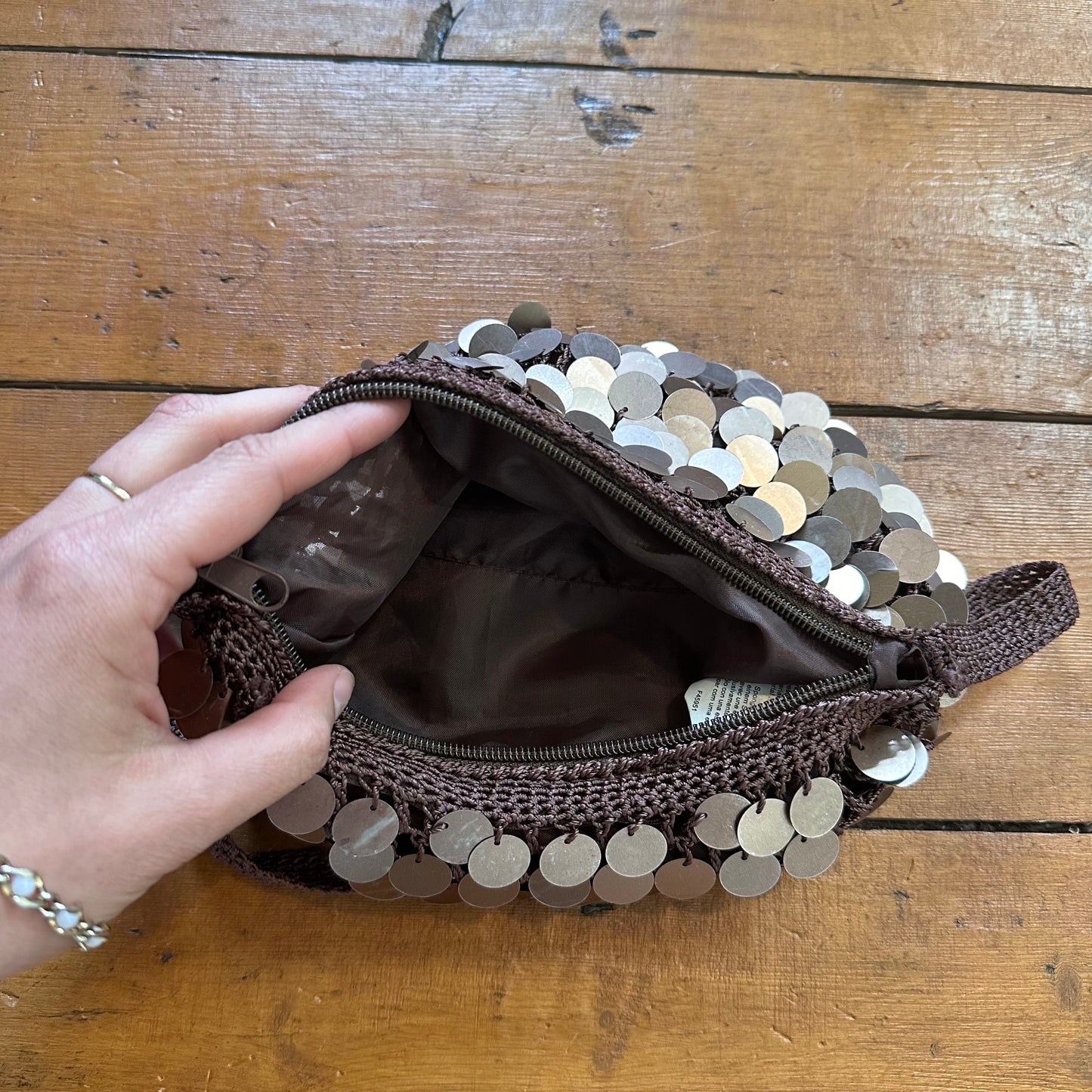 vintage 00s brown sequin mini bag