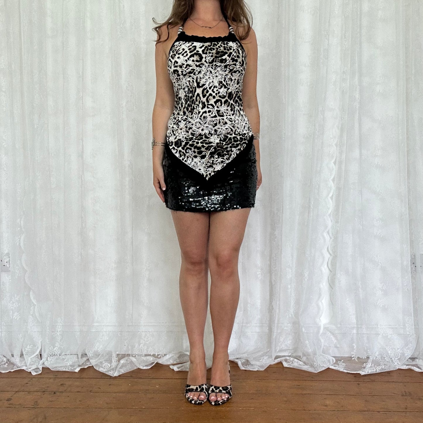 vintage 00s leopard print halter top