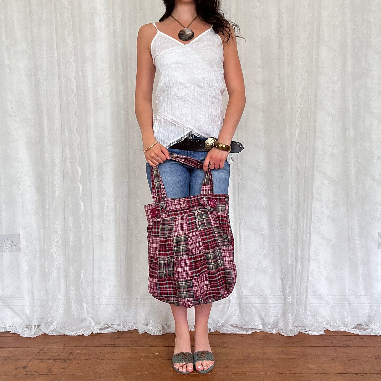 vintage 00s gingham patchwork bag