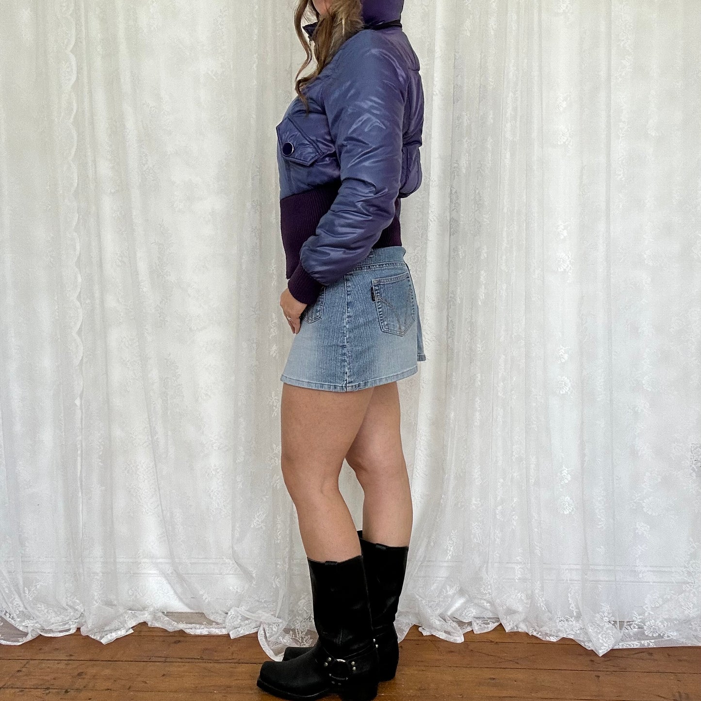 vintage 00s purple fitted puffer jacket