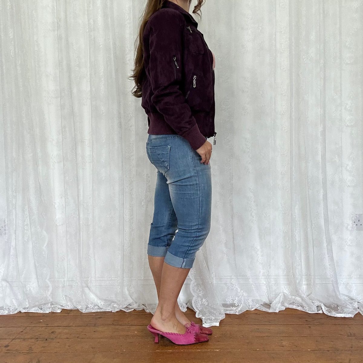 vintage 00s purple bomber jacket