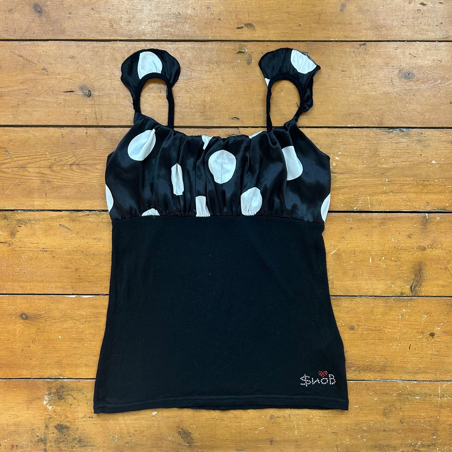 vintage 00s black polka dot cami