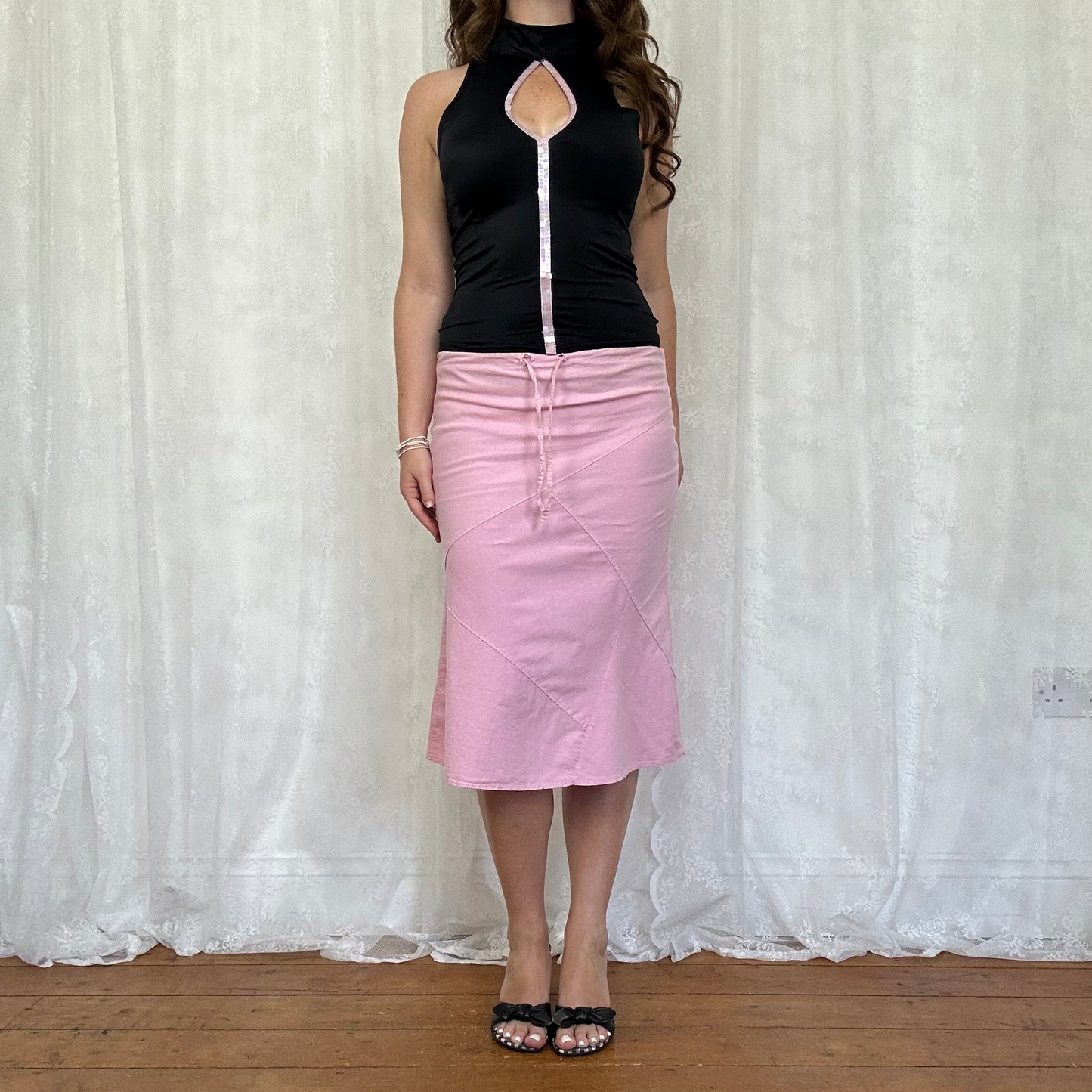 vintage 00s black slinky keyhole top