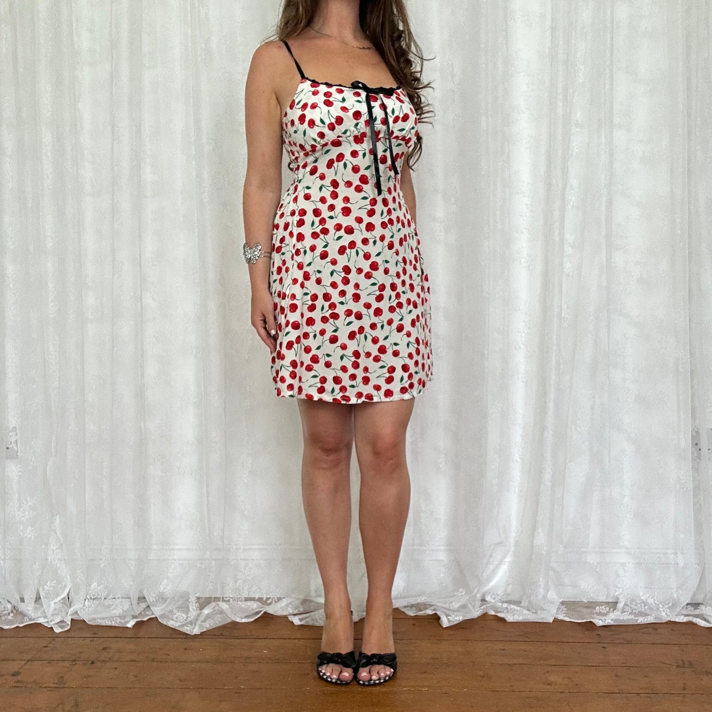 vintage 00s cherry print mini dress