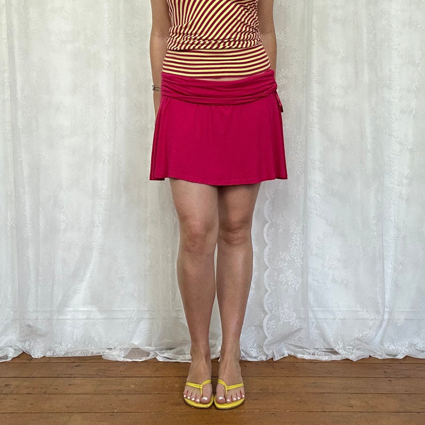 vintage 00s hot pink knee length skirt