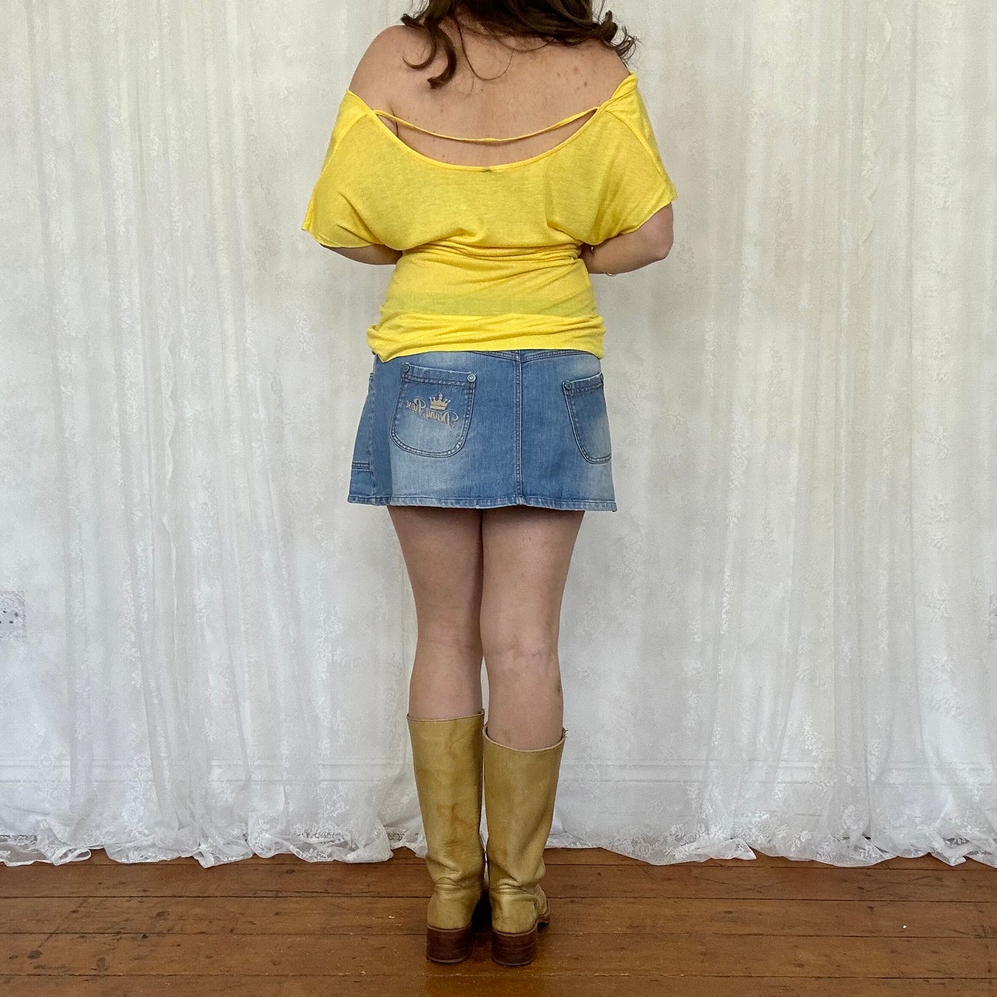 vintage 00s yellow cowl neck top