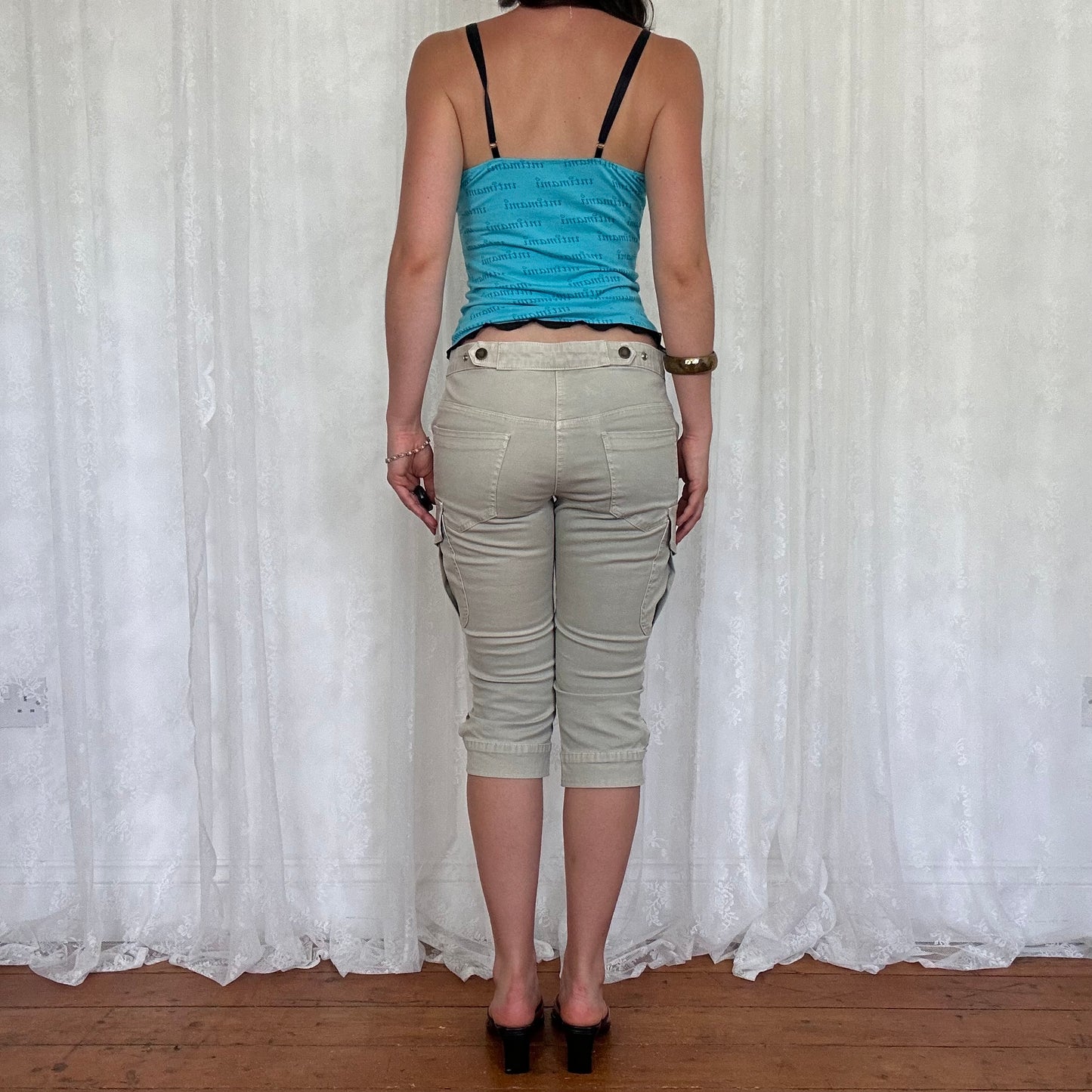 vintage 00s teal blue graphic cami