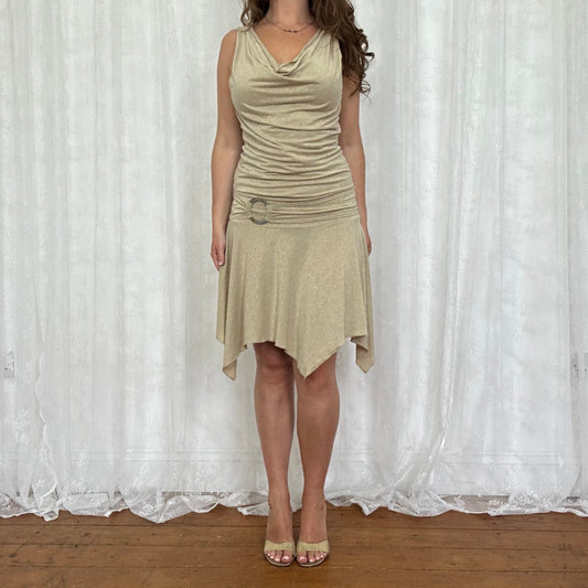 vintage 00s gold sparkly midi dress