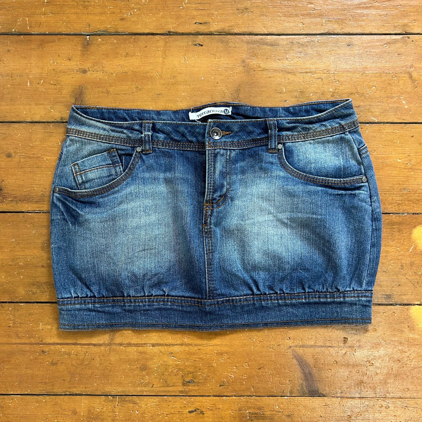 vintage 00s denim barrel mini skirt