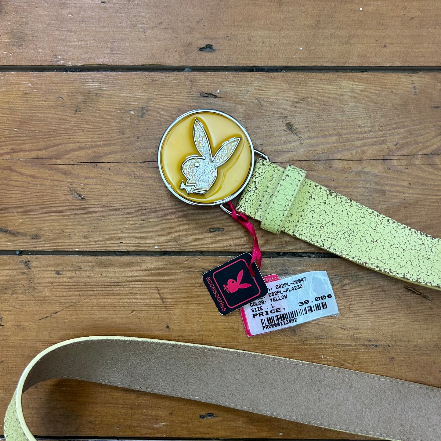 vintage 00s yellow playboy belt