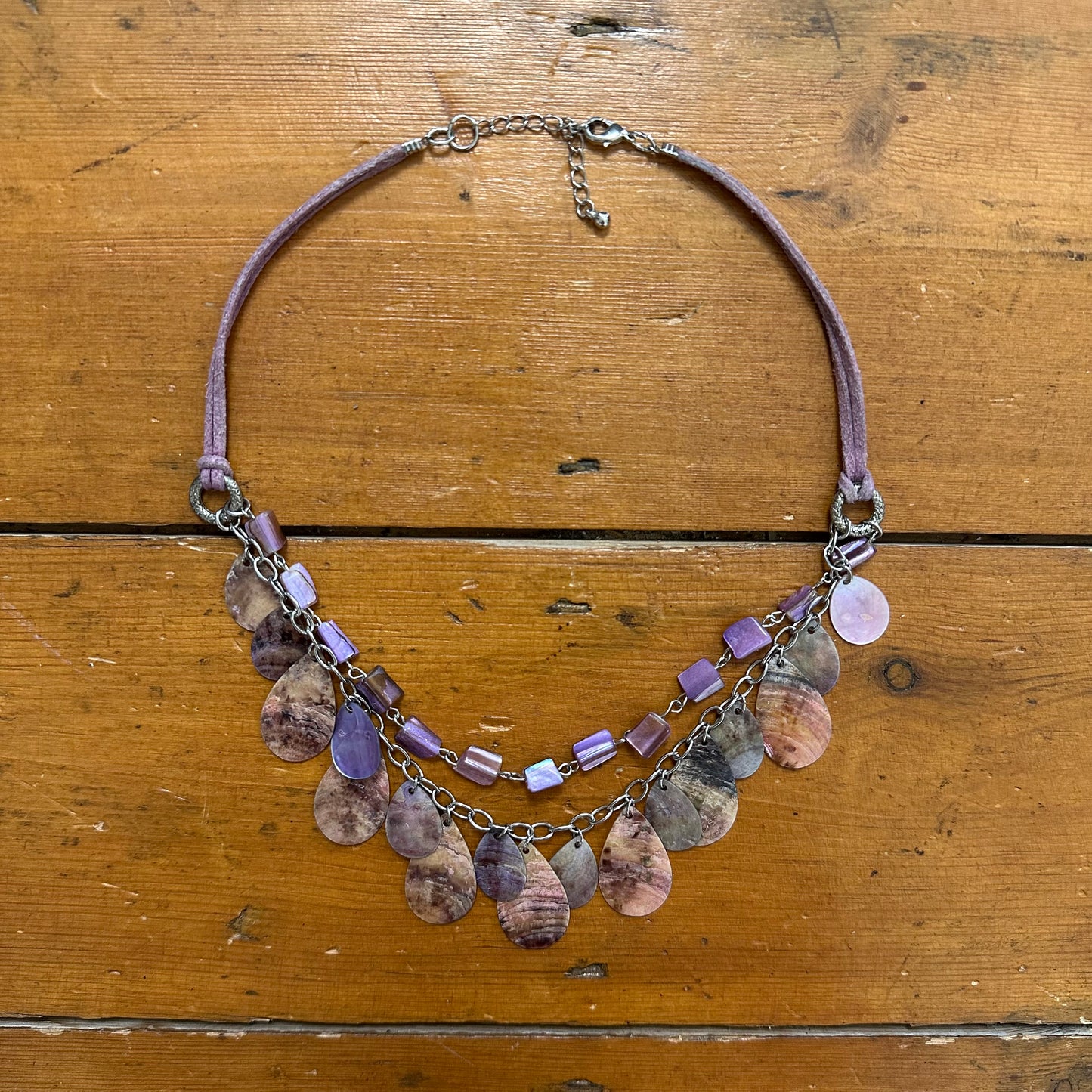 vintage 00s purple shell double layered necklace