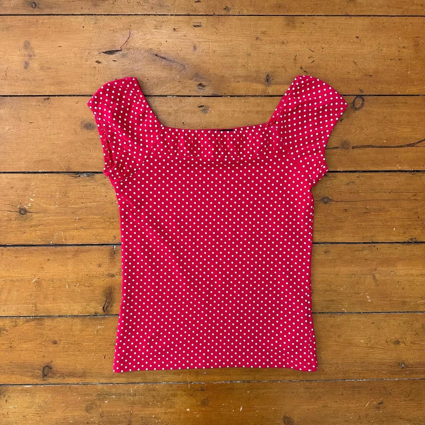 vintage 00s hot pink polka dot top