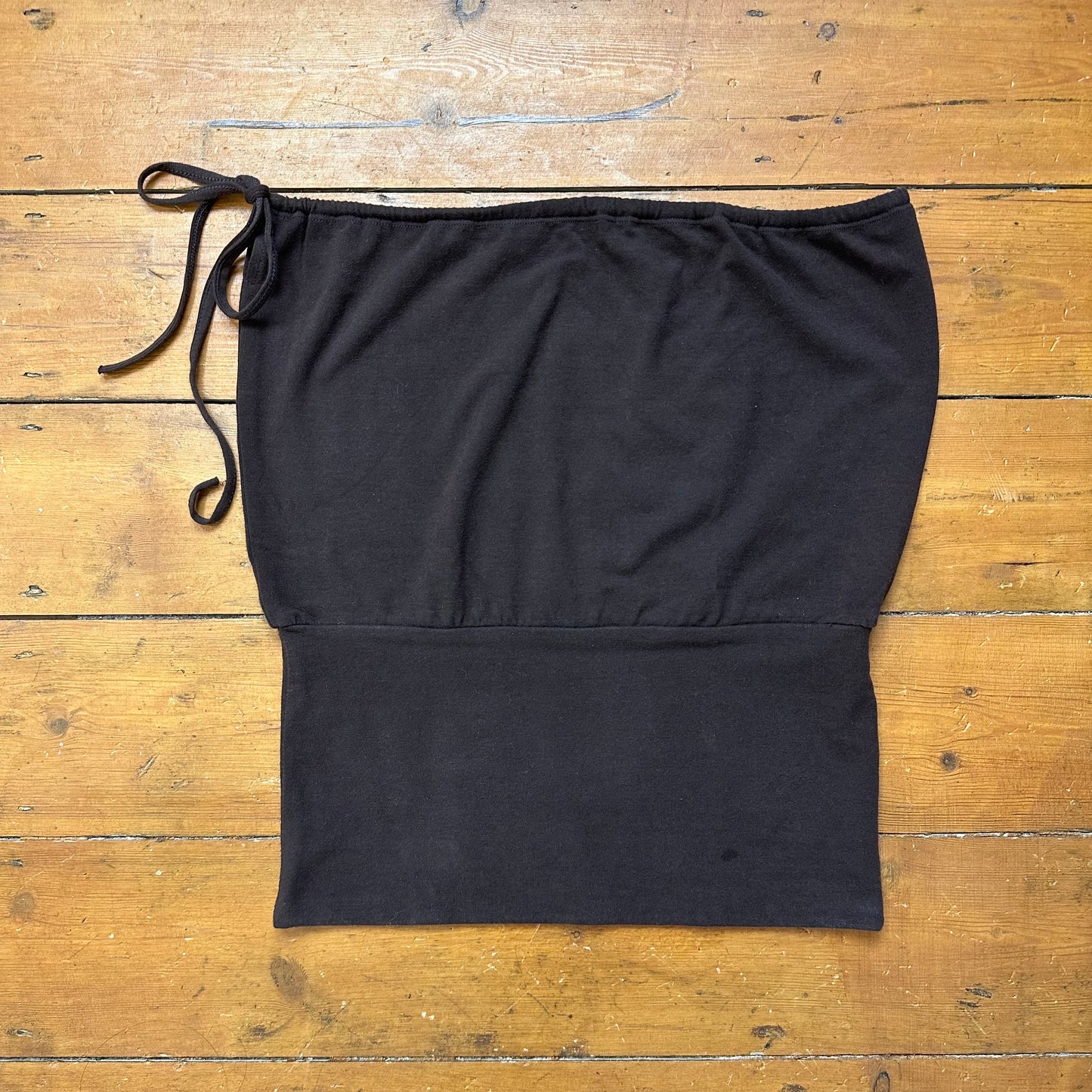 vintage 00s brown cinched waist strapless top