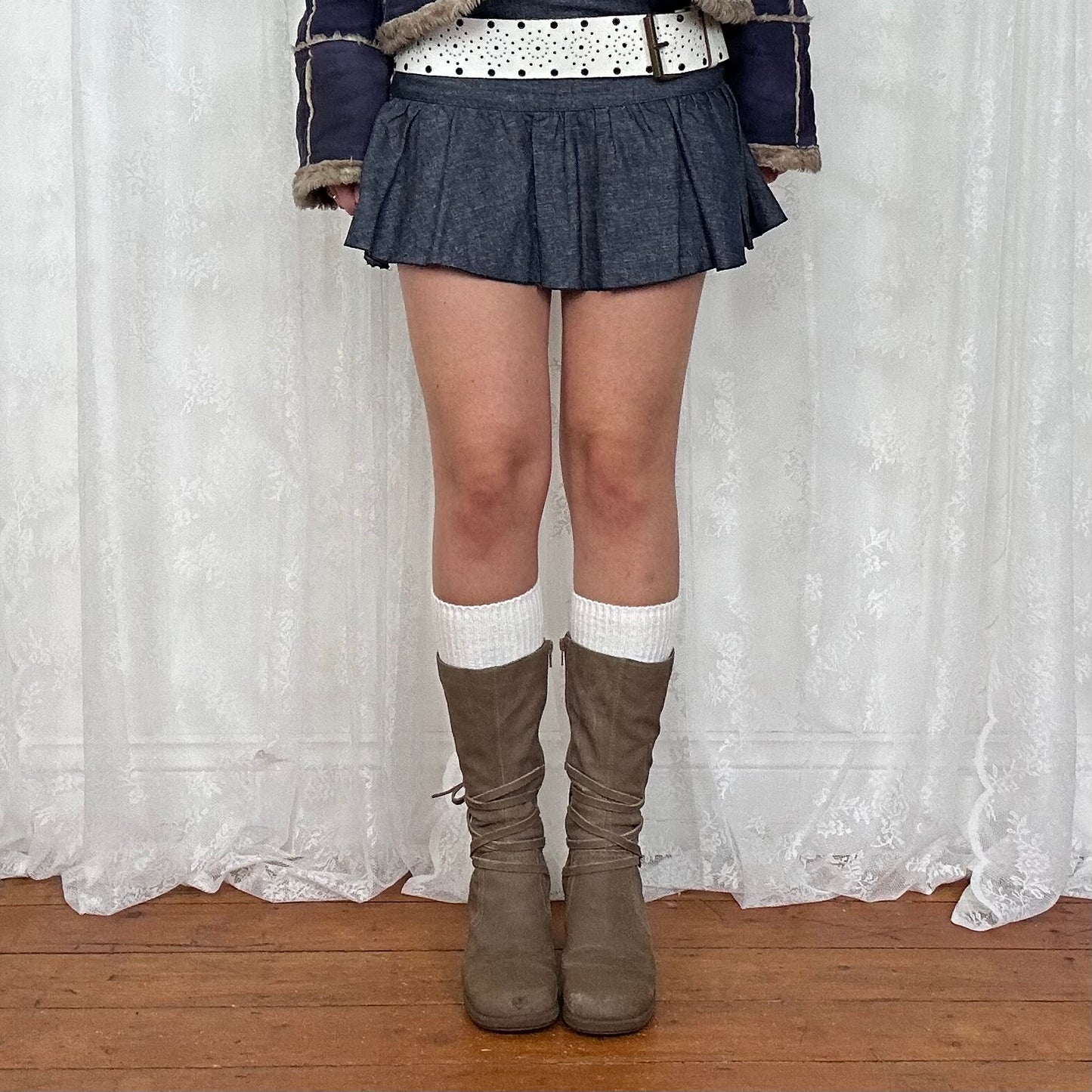 vintage 00s brown wedge tie up boots