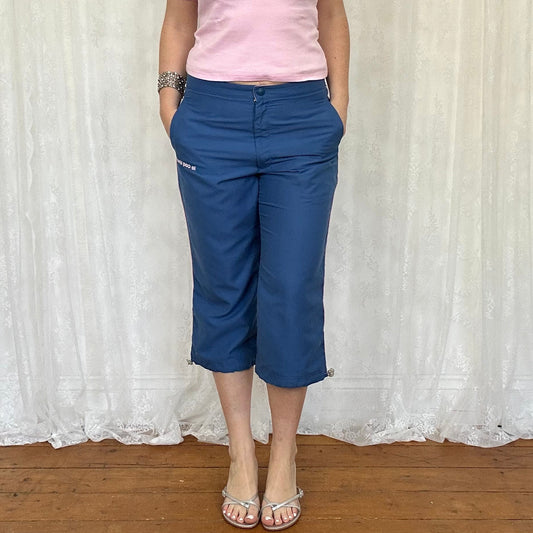 vintage 00s blue and pink sporty capri pants