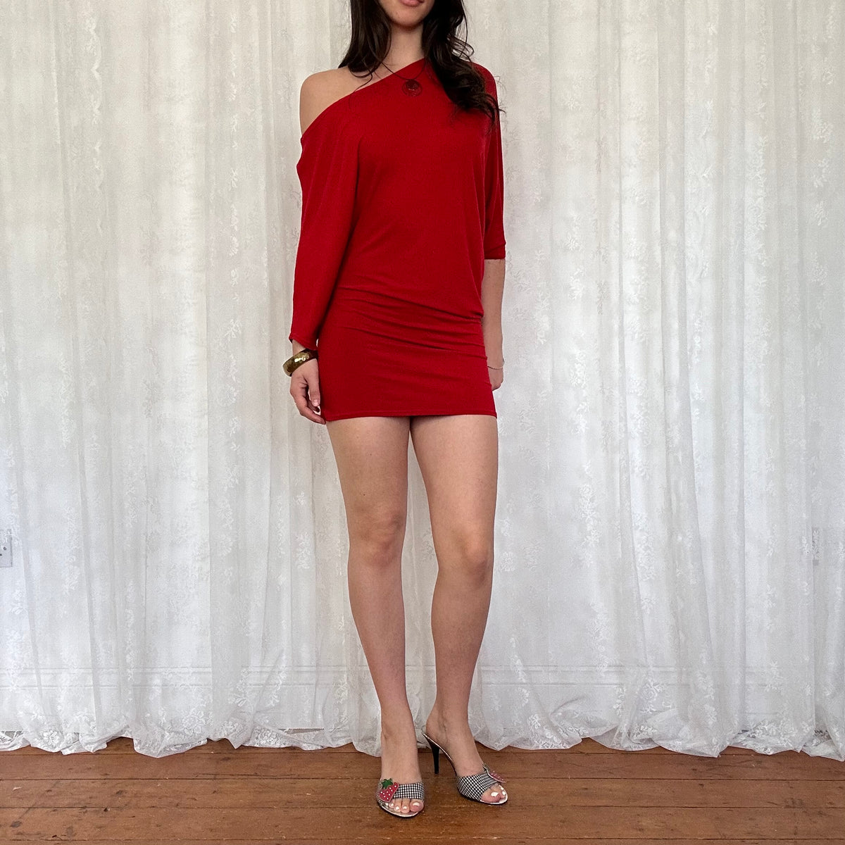 vintage 00s morgan de toi red slouchy mini dress