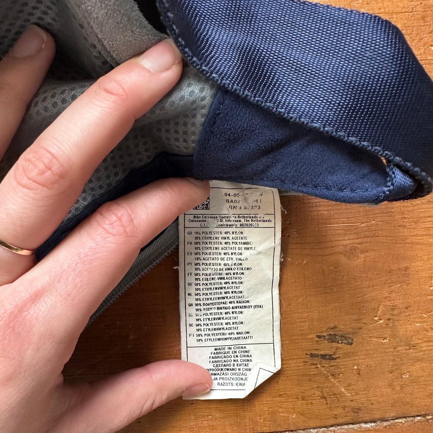 vintage 00s blue Nike mini baguette sneaker sole bag