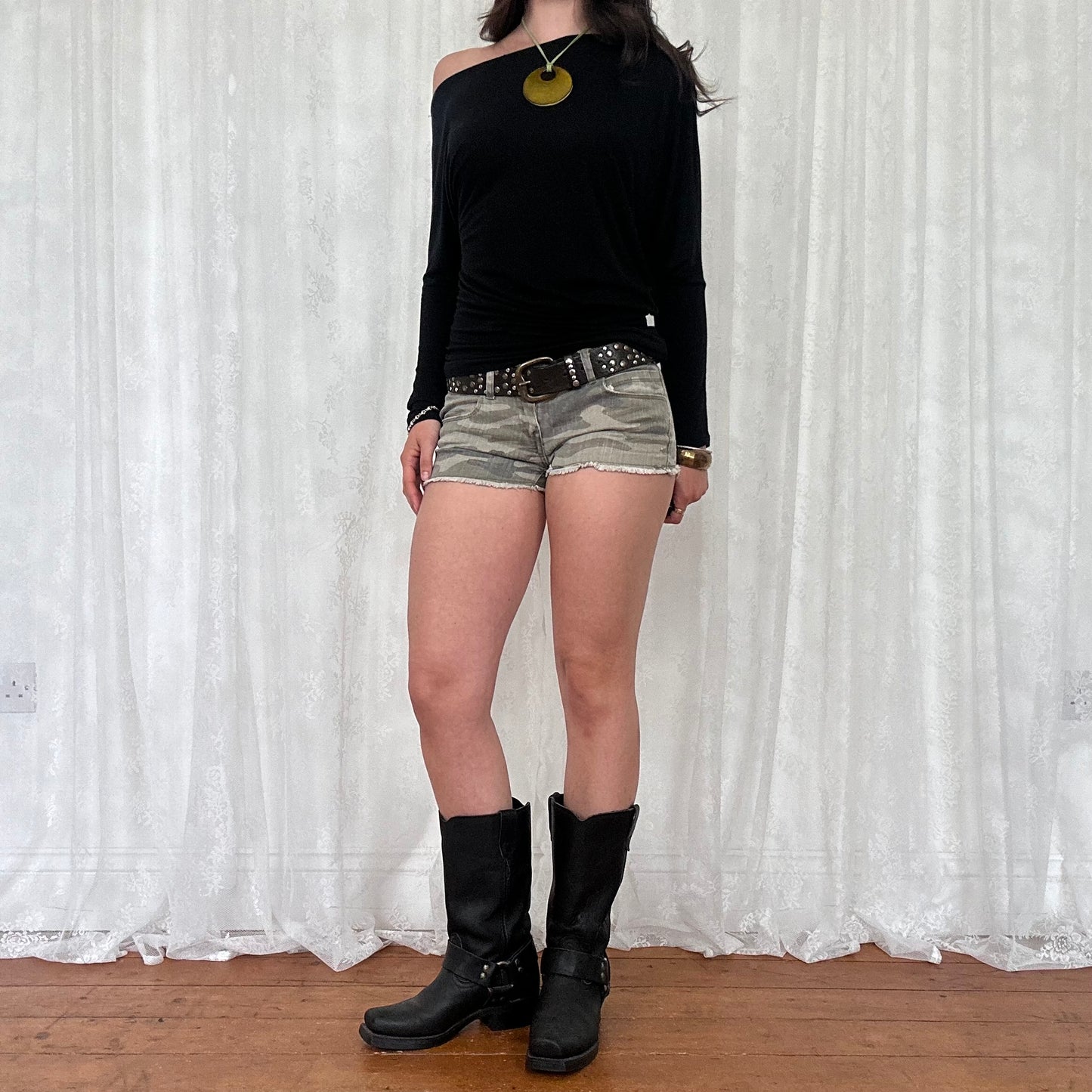 vintage 00s black slouchy long sleeve top