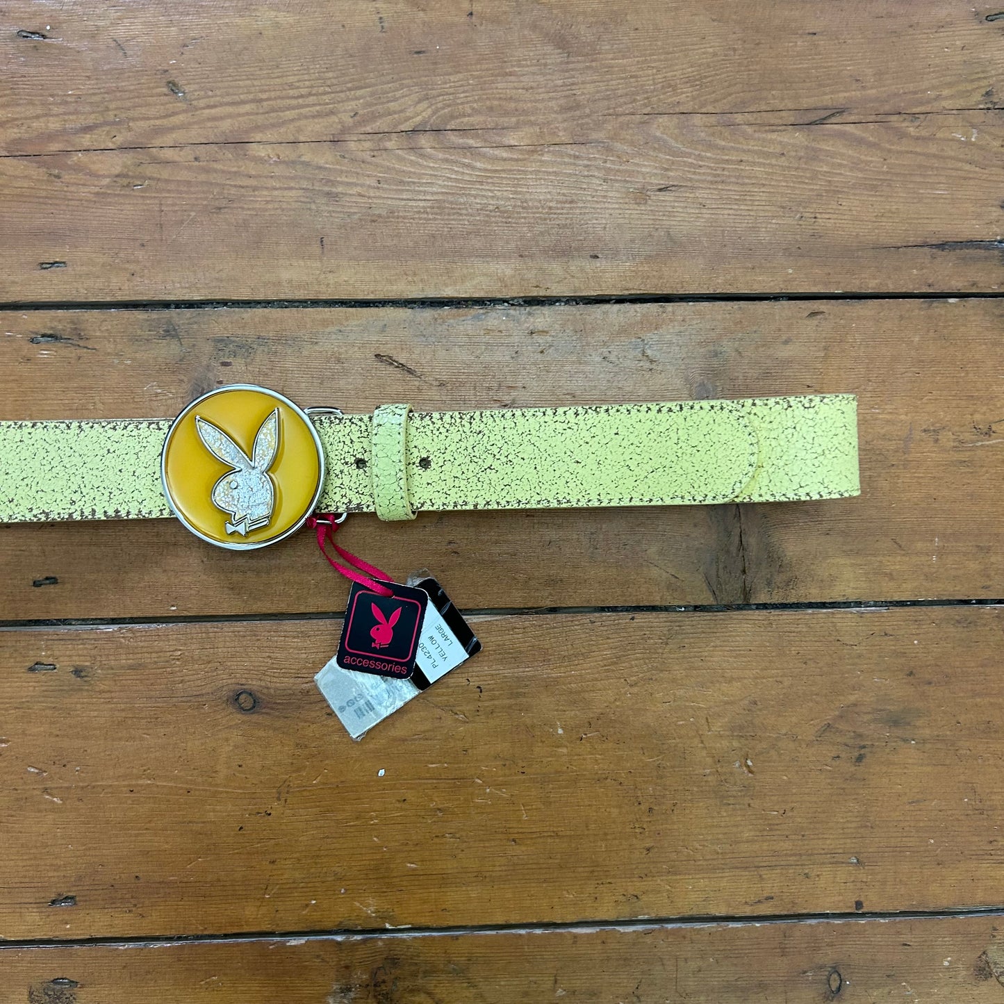 vintage 00s yellow playboy belt