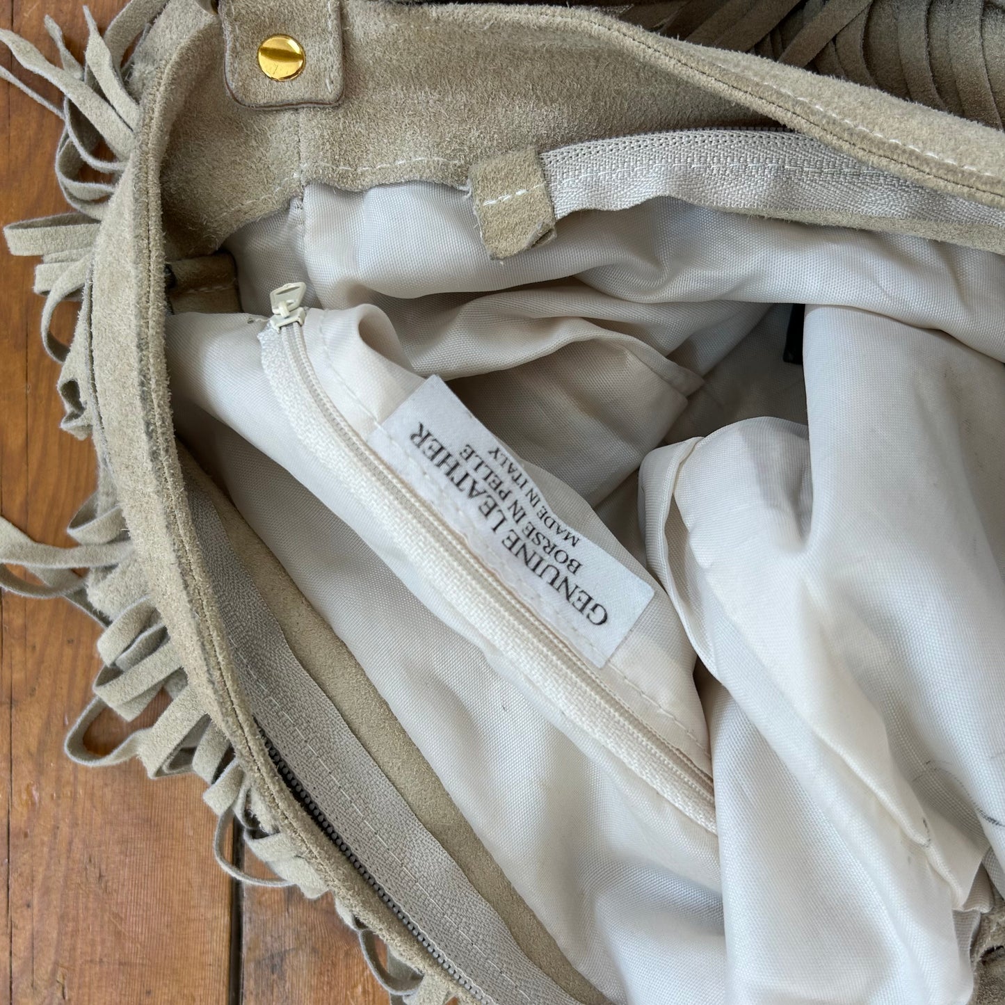 vintage 00s leather tassle shoulder bag