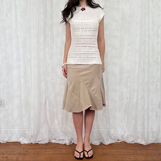 vintage 00s white short sleeve crochet top