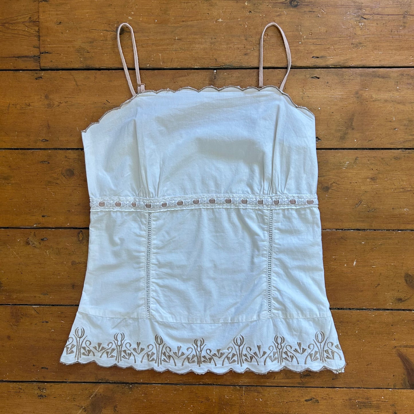 vintage 00s white embroidered cami