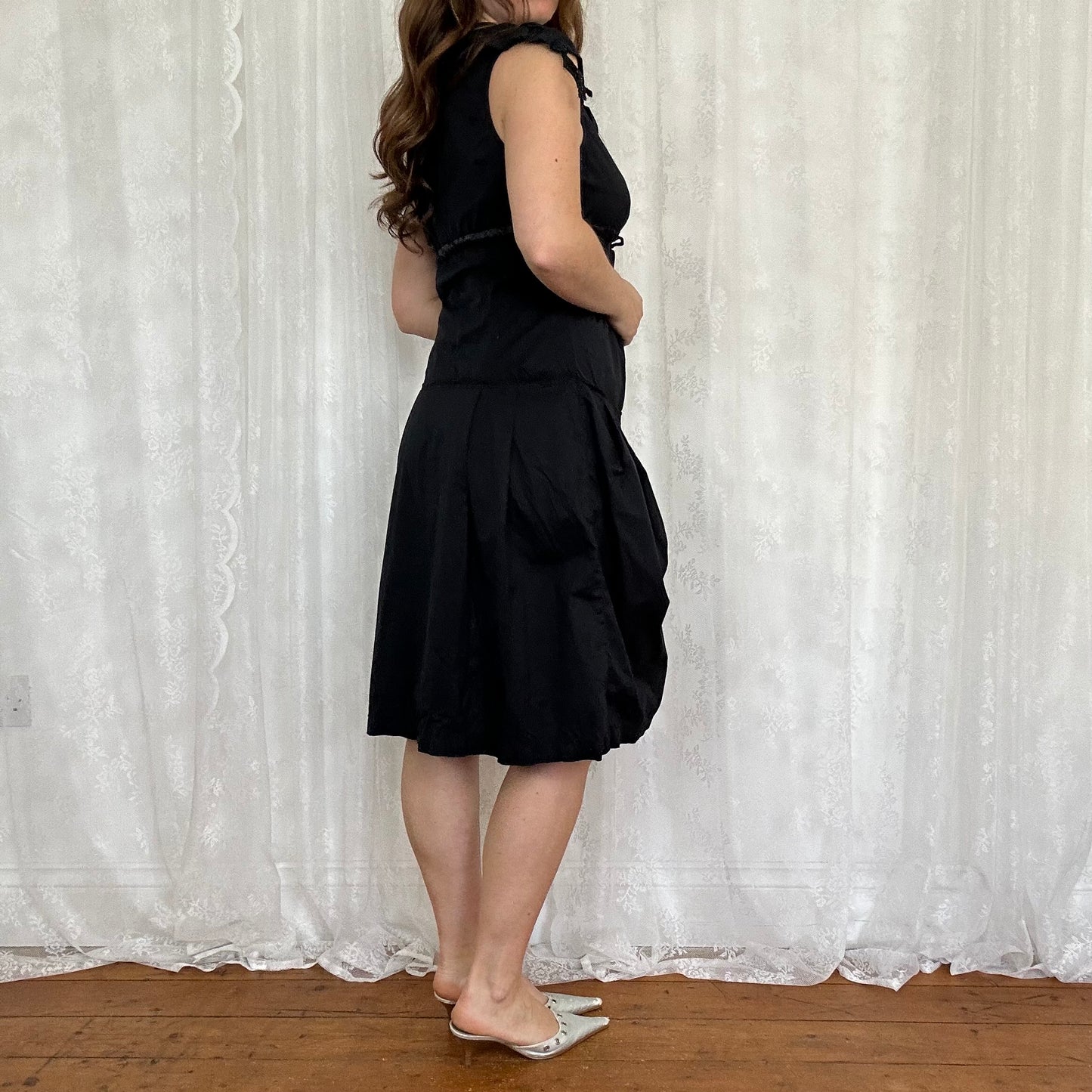 vintage 00s button up oversized collar dress