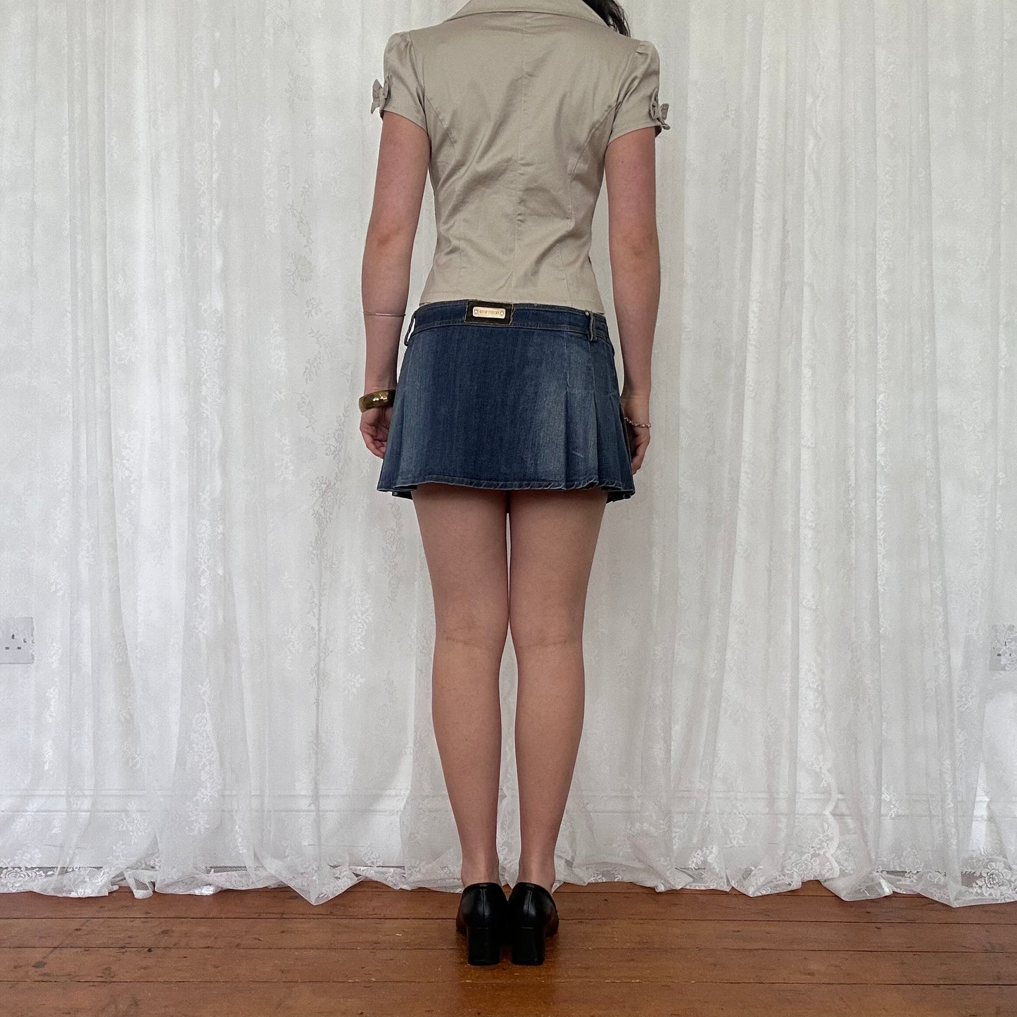 vintage 00s beige button up blazer top