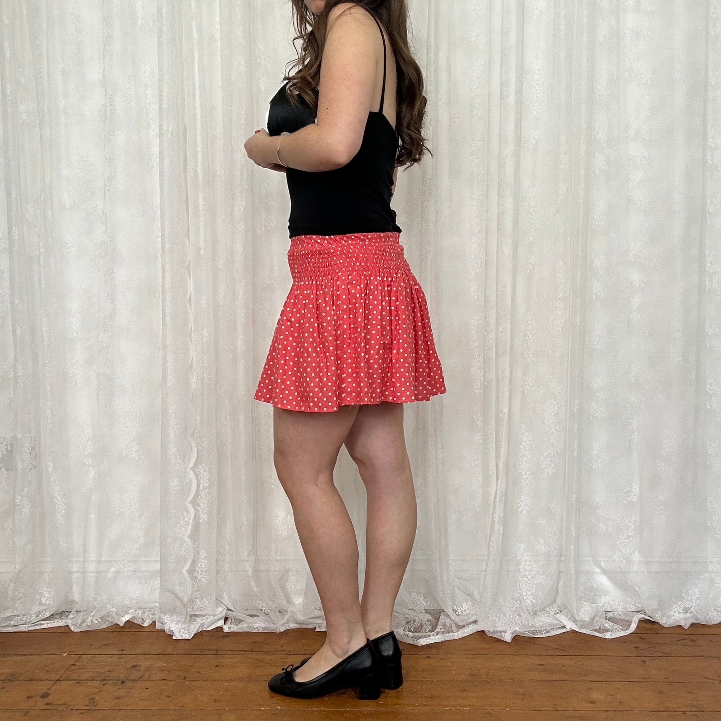 vintage 00s polka dot mini skirt