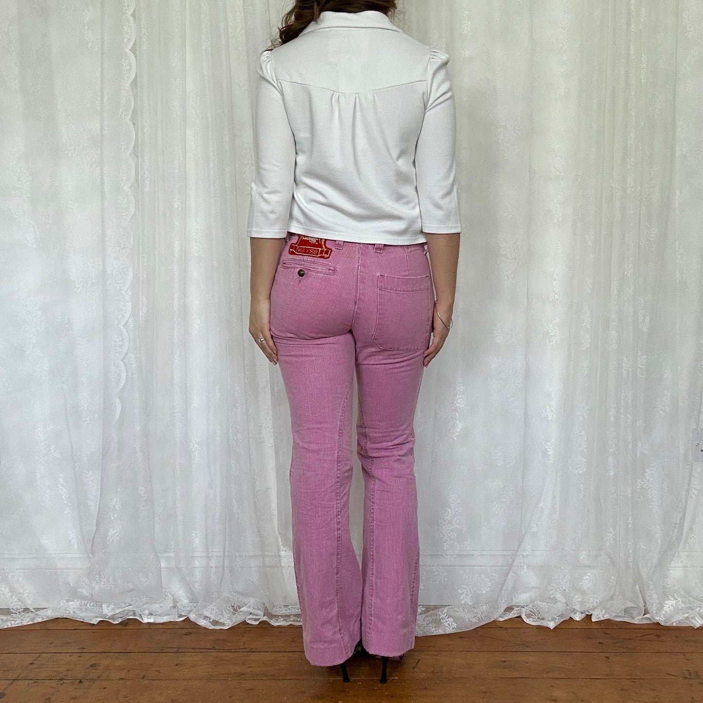 vintage 00s pink mid rise jeans