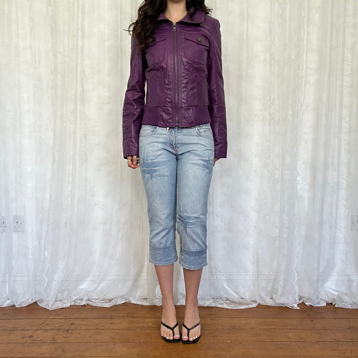 vintage 00s purple leather jacket