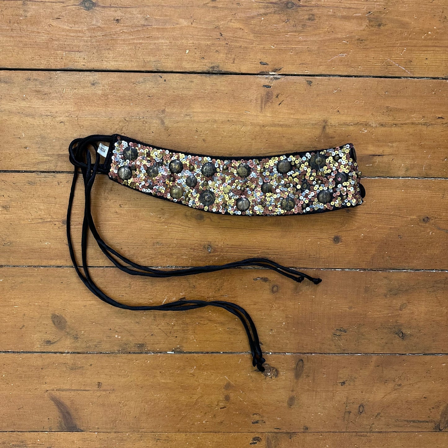 vintage 00s sequin tie up belt