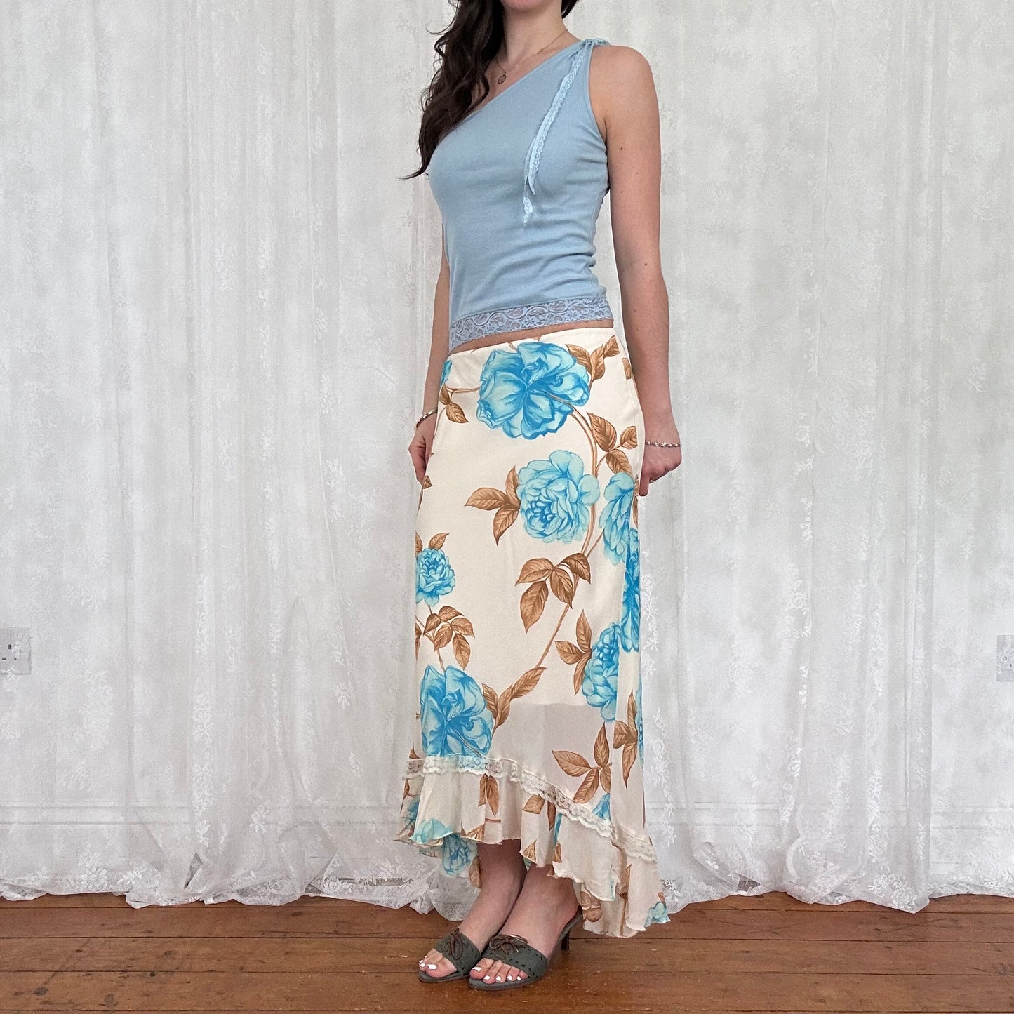 vintage 00s baby blue one shoulder top