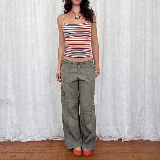vintage 00s orange and navy striped cami