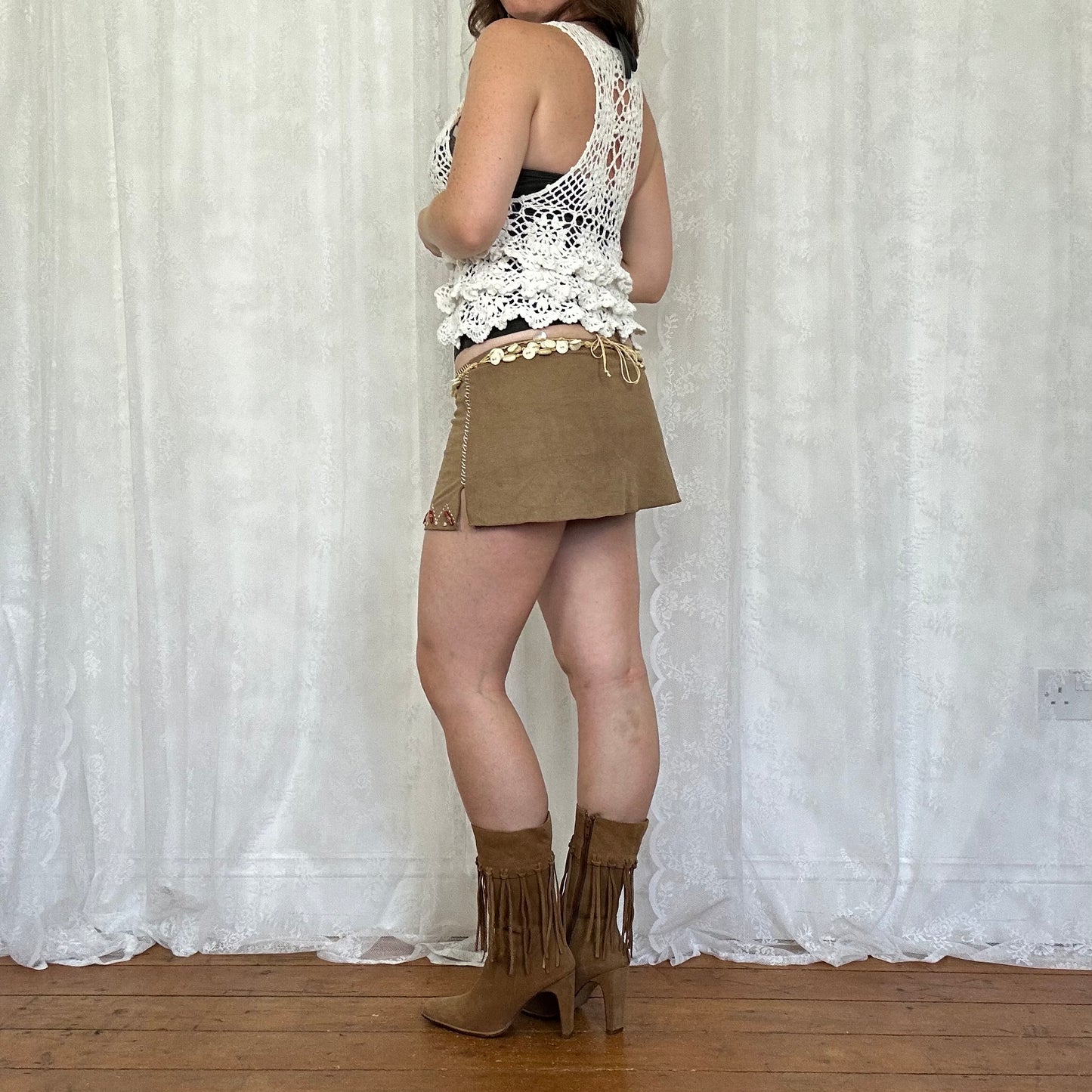 vintage 00s white crochet cardigan