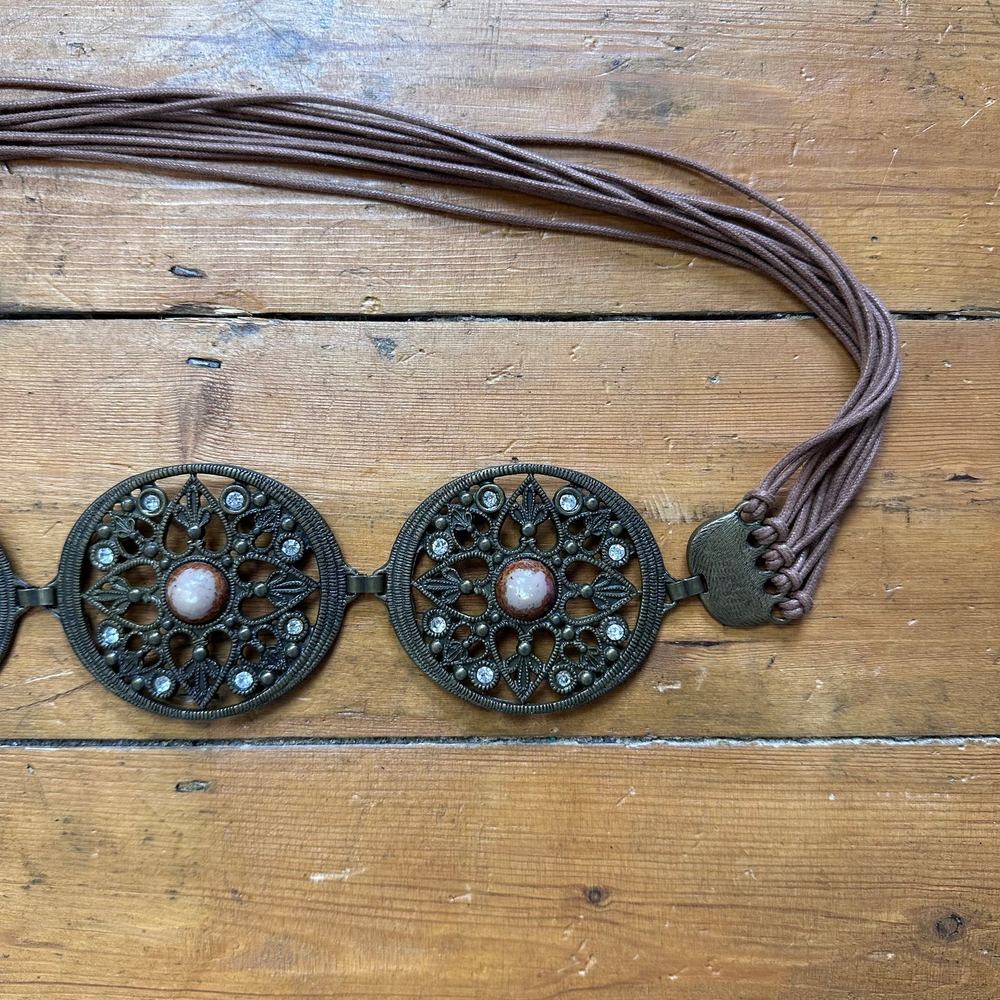 vintage 00s metal disc tassle belt