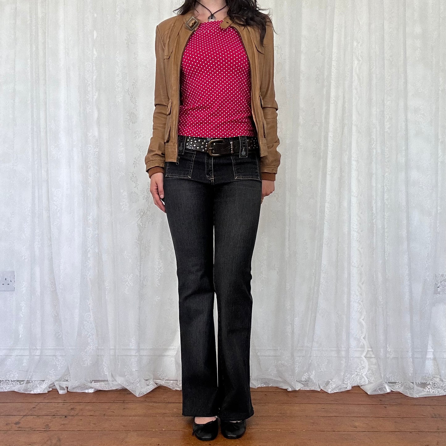 vintage 00s tan leather genuine leather biker jacket
