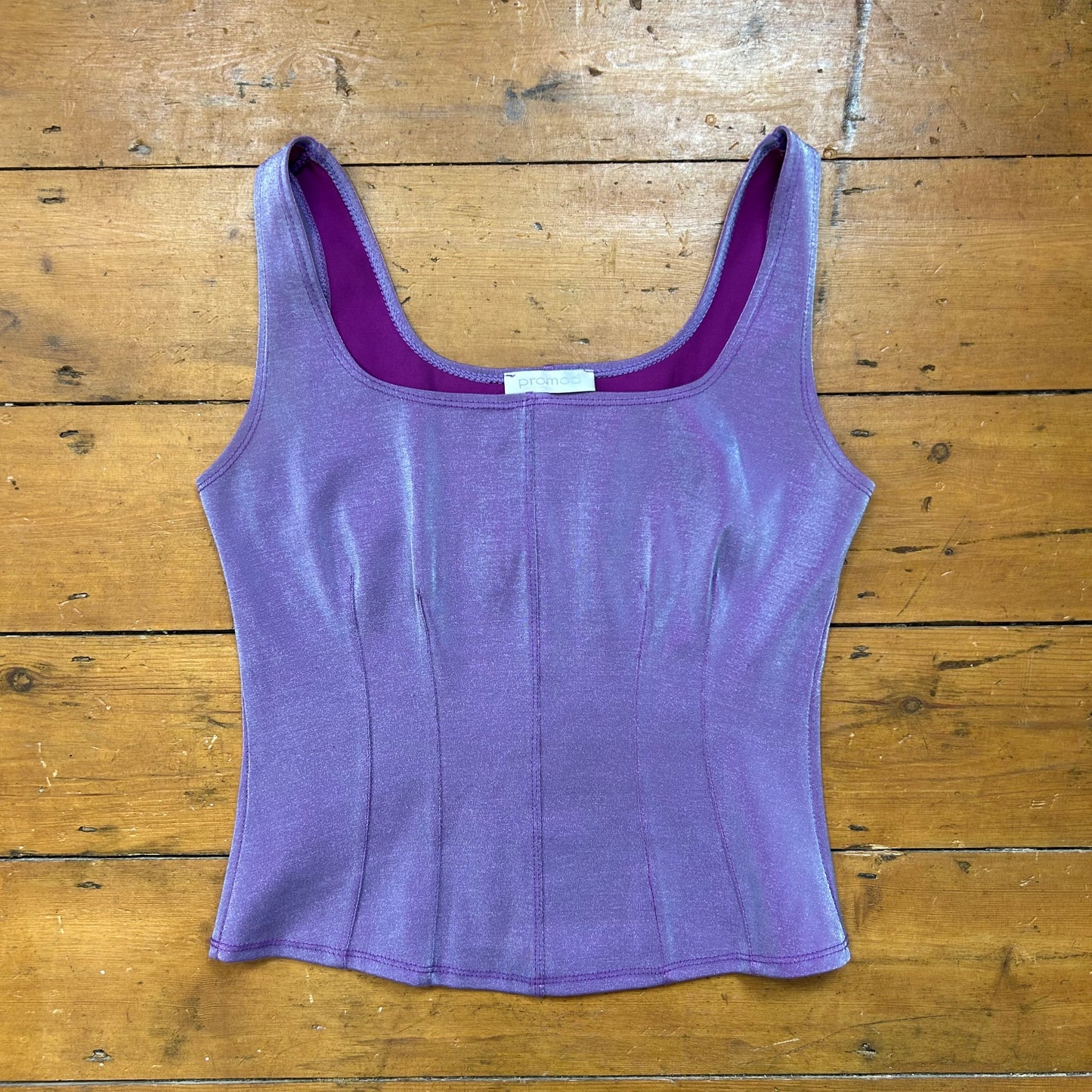vintage 00s purple iridescent structured cami top